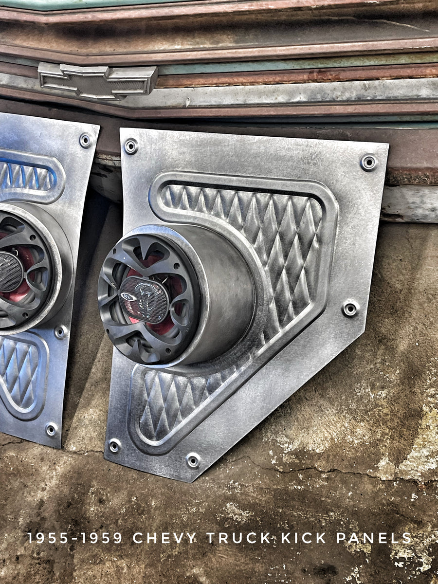 1955-1959 Chevy truck pleated kick panels with mid mounted speaker pod ...