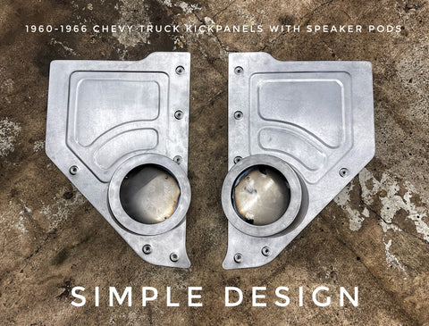 1960-1966 Chevrolet C-10 kick panels with low mounted speaker pods ( Simple Design)