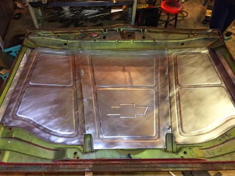 1969-1972 C-10 double beaded Underhood panels with Chevy Emblem